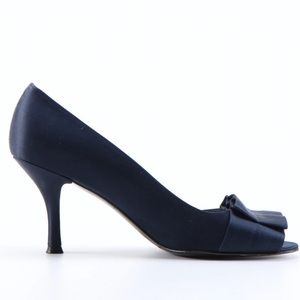Stuart Weitzman Satin Peep Toe Heels Blue Sz 7.5